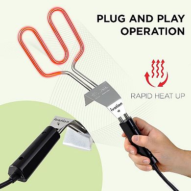 Ivation 500W Electric Charcoal Starter Quick Ignite BBQ Grill, Double-Ring Design, Safe Handle