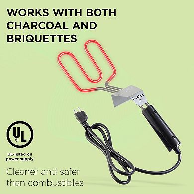 Ivation 500W Electric Charcoal Starter Quick Ignite BBQ Grill, Double-Ring Design, Safe Handle