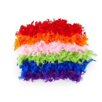 Zink Colorful Feather Boa Pack - 6 Fluffy Feather Boas for Dress-Up, Party Favors, Photo Booths
