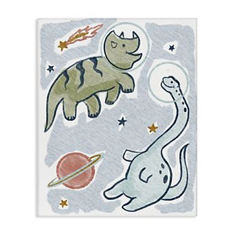 Stupell Home Decor Playful Dinosaurs Outer Space Planets Canvas Wall Art