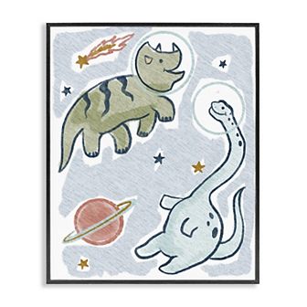 Stupell Home Decor Playful Dinosaurs Outer Space Planets Framed Giclee Wall Art