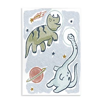 Stupell Home Decor Playful Dinosaurs Outer Space Planets Plaque Wall Art