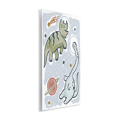 Stupell Home Decor Playful Dinosaurs Outer Space Planets Plaque Wall Art