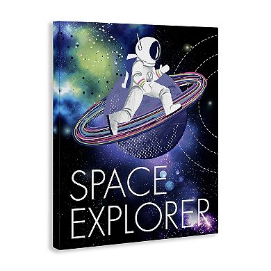 Stupell Home Decor Space Astronaut on Galaxy Planet Canvas Wall Art