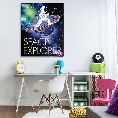 Stupell Home Decor Space Astronaut on Galaxy Planet Canvas Wall Art