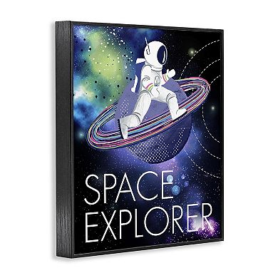 Stupell Home Decor Space Astronaut on Galaxy Planet Framed Giclee Wall Art