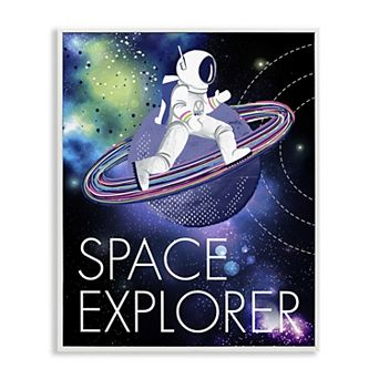 Stupell Home Decor Space Astronaut on Galaxy Planet Framed Giclee Wall Art