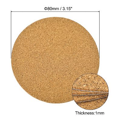 100 Pcs Self-Adhesive Cork Round, 3" x 3" Cork Tiles Backing Sheets Cork Coasters