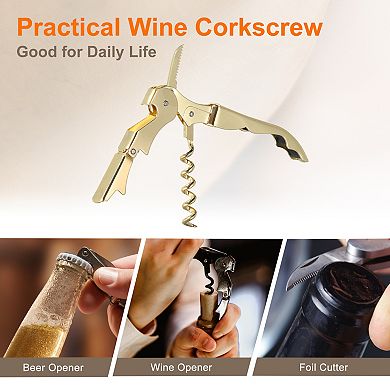 2Pcs Wine Opener Waiter Corkscrew Professional Red Wine Bottle Opener Double Hinged with Foil Cutter