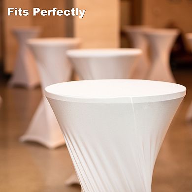4pcs Round Cocktail Tablecloth, Highboy Spandex Stretch Table Cover