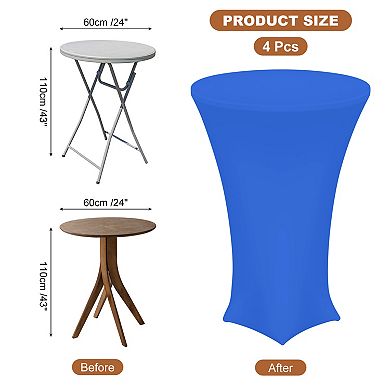 4pcs Round Cocktail Tablecloth, Highboy Spandex Stretch Table Cover