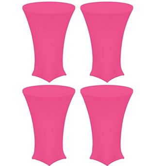 4 pc Round Cocktail Tablecloth, Highboy Spandex Stretch Table Cover