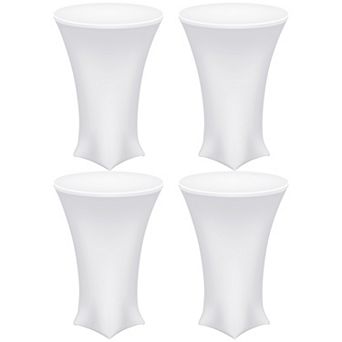 4 pc Round Cocktail Tablecloth, Highboy Spandex Stretch Table Cover