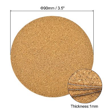 100 Pcs Self-Adhesive Cork Round, 3.5" x 3.5" Cork Tiles Backing Sheets Cork Coasters