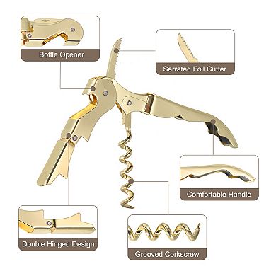 4Pcs Wine Opener Waiter Corkscrew Professional Red Wine Bottle Opener Double Hinged with Foil Cutter