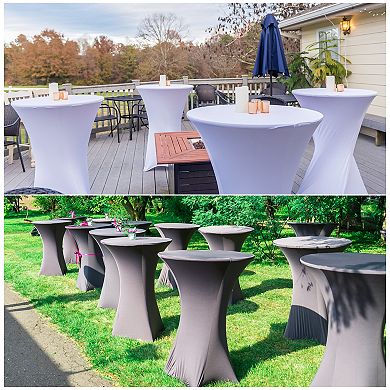 Round Cocktail Tablecloth, Highboy Spandex Stretch Tablecloth Table Cover
