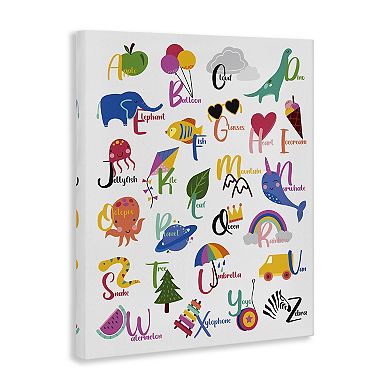 Stupell Home Decor Learning Alphabet Letters Various Things Canvas Wall Art