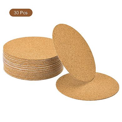 30 Pcs Self-Adhesive Cork Round, 2mm Thick 3.5" Diameter Cork Tiles Backing Sheets Cork Coasters
