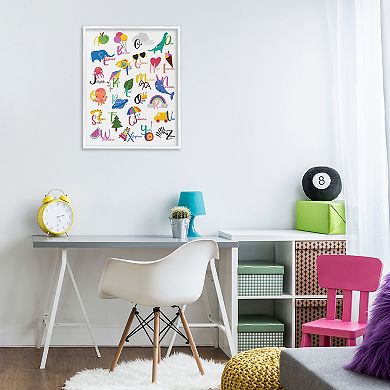 Stupell Home Decor Learning Alphabet Letters Various Things Framed Canvas Wall Art