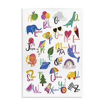 Stupell Home Decor Learning Alphabet Letters Various Things Wooden Wall Art