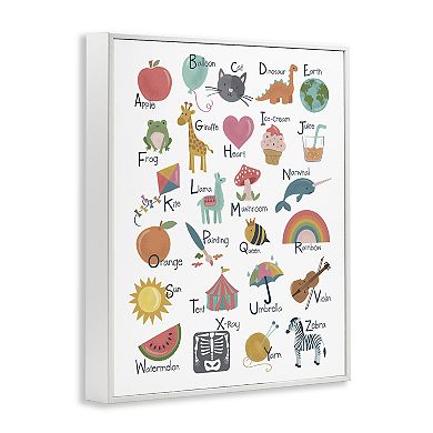 Stupell Home Decor Learning Alphabet Letters Various Wildlife Framed Canvas Wall Art