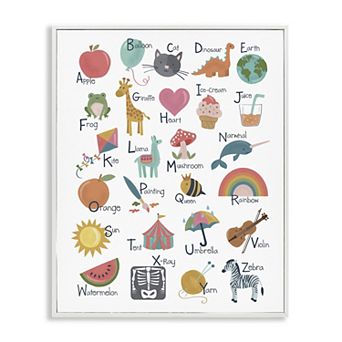 Stupell Home Decor Learning Alphabet Letters Various Wildlife Framed Canvas Wall Art