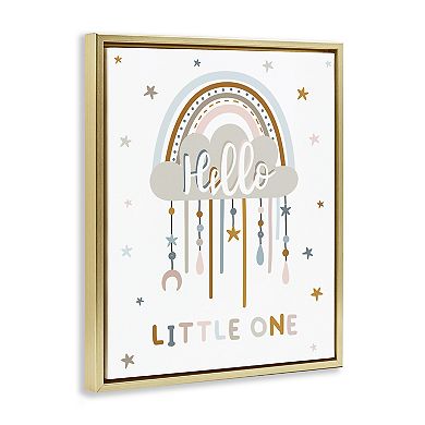 Stupell Home Decor Little One Stars Nursery Rainbow Float Frame Canvas Wall Art
