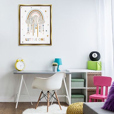 Stupell Home Decor Little One Stars Nursery Rainbow Float Frame Canvas Wall Art