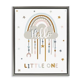 Stupell Home Decor Little One Stars Nursery Rainbow Float Frame Canvas Wall Art