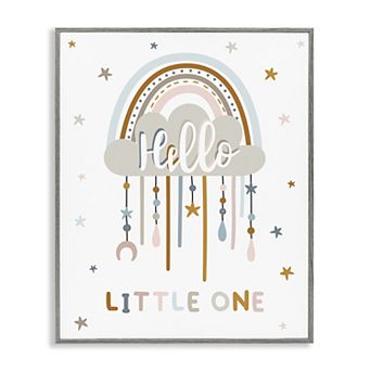 Stupell Home Decor Little One Stars Nursery Rainbow Framed Canvas Wall Art