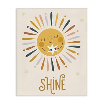 Stupell Home Decor Shine Phrase Sun Hugging Star Canvas Wall Art