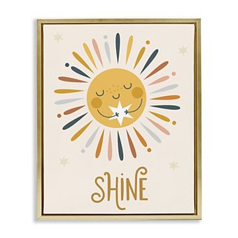 Stupell Home Decor Shine Phrase Sun Hugging Star Framed Floating Canvas Wall Art