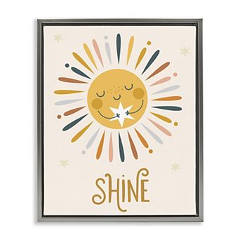 Stupell Home Decor Shine Phrase Sun Hugging Star Framed Floating Canvas Wall Art