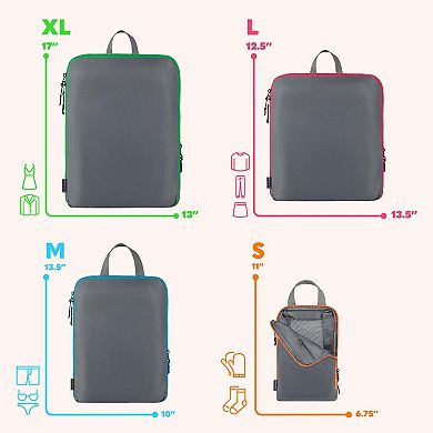 Compression Packing Cubes Travel. Compression Bags, For Carry-on Suitcases, Organizer Bags 4 pc Set