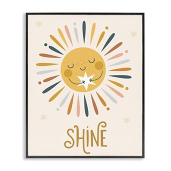 Stupell Home Decor Shine Phrase Sun Hugging Star Framed Giclee Wall Art