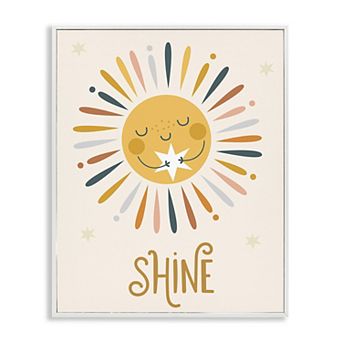 Stupell Home Decor Shine Phrase Sun Hugging Star Framed Giclee Wall Art
