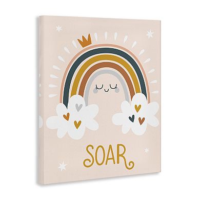 Stupell Home Decor Soar Calligraphy Rainbow Hearts Stars Canvas Wall Art