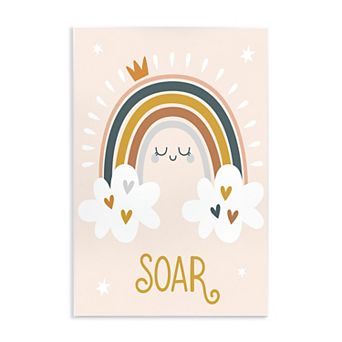 Stupell Home Decor Soar Calligraphy Rainbow Hearts Stars Plaque Wall Art