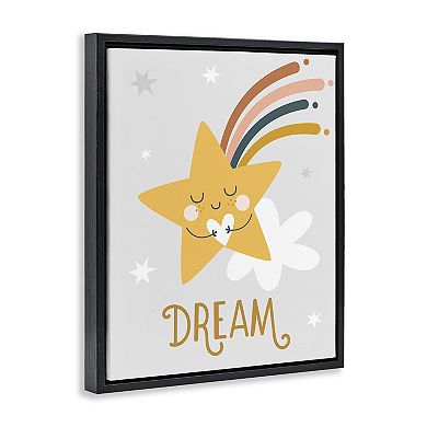 Stupell Home Decor Shooting Star Smile Calligraphy Pattern Framed Floating Canvas Wall Art