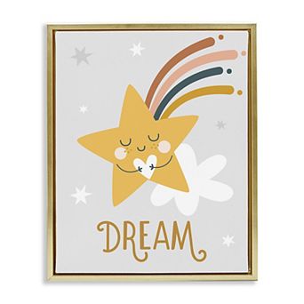 Stupell Home Decor Shooting Star Smile Calligraphy Pattern Framed Floating Canvas Wall Art