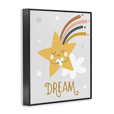 Stupell Home Decor Shooting Star Smile Calligraphy Pattern Framed Giclee Wall Art