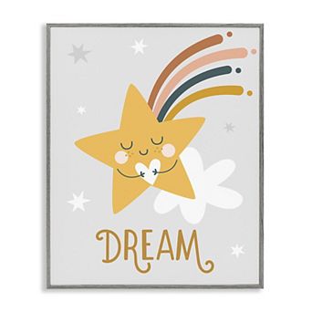 Stupell Home Decor Shooting Star Smile Calligraphy Pattern Framed Giclee Wall Art