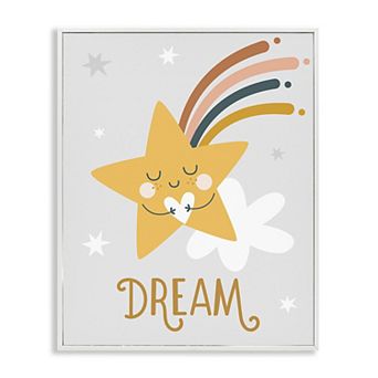 Stupell Home Decor Shooting Star Smile Calligraphy Pattern Framed Giclee Wall Art