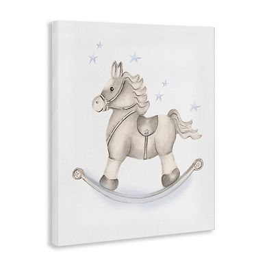 Stupell Home Decor Rocking Horse Blue Stars Nursery Canvas Wall Art