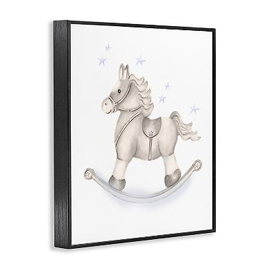 Stupell Home Decor Rocking Horse Blue Stars Nursery Framed Giclee Wall Art