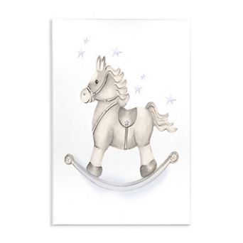 Stupell Home Decor Rocking Horse Blue Stars Nursery Plaque Wall Art
