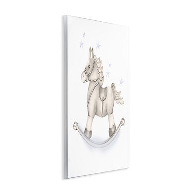 Stupell Home Decor Rocking Horse Blue Stars Nursery Plaque Wall Art