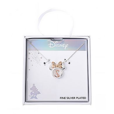 Disney's Minnie Mouse Fine Silver Plated Crystal Shaker Initial Pendant Necklace