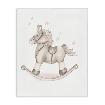 Stupell Home Decor Pink Rocking Horse Kids Nursery Canvas Wall Art