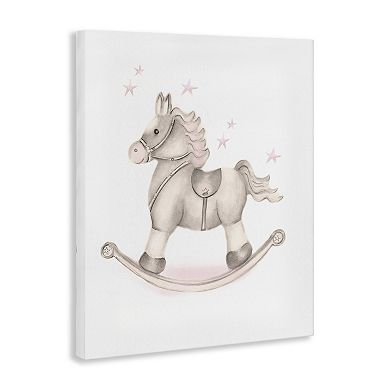 Stupell Home Decor Pink Rocking Horse Kids Nursery Canvas Wall Art